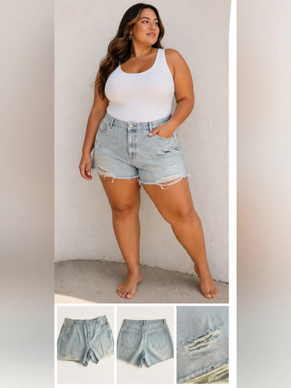 NWOT Old Navy Slouchy Straight Cutoff Shorts Light Wash Size 24 Plus - Picture 1 of 4